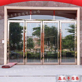 鏡面玫瑰金不銹鋼地彈簧門
